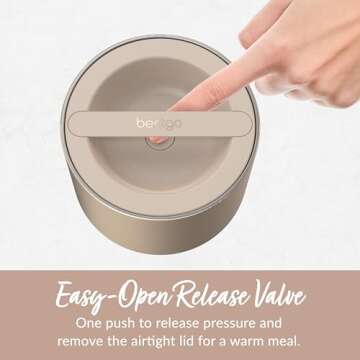 Bentgo Stainless Insulated Food Container - 2.4 Cups (19 oz), Triple-Layer Insulation, Vacuum Seal, Leak-Proof, Built-In Handle, Wide Opening, Premium Stainless Steel, for Cool/Warm Foods (Gold)