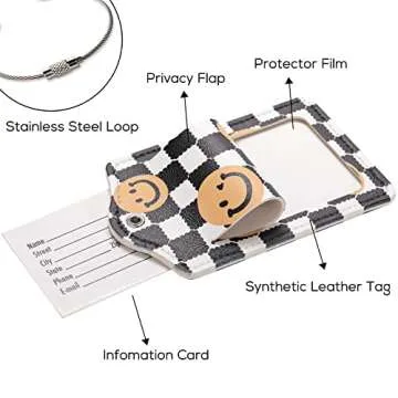 Cute Checkered Luggage Tags for Travel - 2 PCS Set