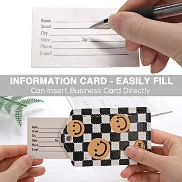 Cute Checkered Luggage Tags for Travel - 2 PCS Set