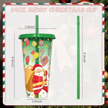 TANSHICT 5 Pack Christmas Color Changing Cups Set