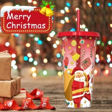 TANSHICT 5 Pack Christmas Color Changing Cups Set