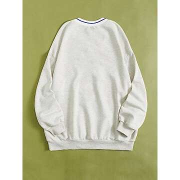 SOLY HUX Women's New York Letter Graphic Sweatshirt V Neck Long Sleeve Casual Pullover Tops Light Gr...