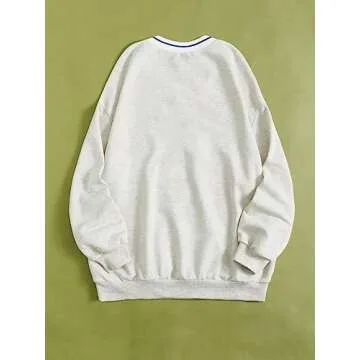 SOLY HUX Women's New York Letter Graphic Sweatshirt V Neck Long Sleeve Casual Pullover Tops Light Gr...