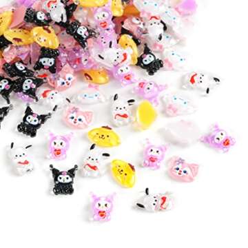 70 Pcs Nail Charms, TemBelle Slime Charms, Resin Flatbacks 3D Nail Charms for Nail Art Decorations S...