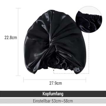 ZIMASILK 22 Momme 100% Mulberry Silk Bonnet for Sleeping & Women Hair Care, Highest Grade 6A Silk Hair wrap for Sleeping with Premium Elastic Stay On Head (1Pc, Black)