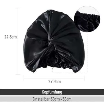 ZIMASILK 22 Momme 100% Mulberry Silk Bonnet for Sleeping & Women Hair Care, Highest Grade 6A Silk Hair wrap for Sleeping with Premium Elastic Stay On Head (1Pc, Black)