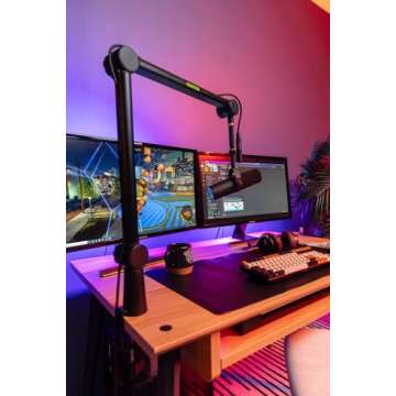 Shure by Gator Deluxe Articulating Desktop Podcasting Mic Boom Arm with Cable Management Channel; (SH-BROADCAST1)