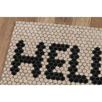 Novogratz by Momeni ALOHAALO15IVY1626 Aloha Collection Hello Hex Tile Door Mat, 1'6" x 2'6", Ivory