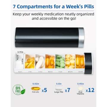 Weekly Pill Organizer 7 Day, Betife Daily Pill Box, Travel Pill Case, Cute Pill Holder to Hold Vitam...