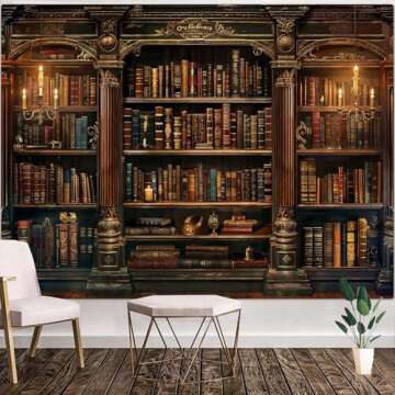 Accnicc Vintage Bookshelf Tapestry for Home Decor
