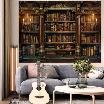 Accnicc Vintage Bookshelf Tapestry for Home Decor