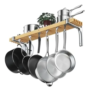 Cooks Standard Wall Mounted Wooden Pot Rack - Transform Your Kitchen Space
