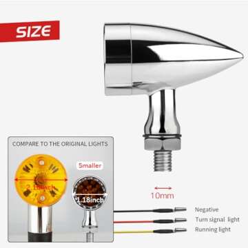 HAZAWA LED Bullet Turn Signals Lights Motorcycle Front Rear Indicator Universal Blinkers Compatible for Harley Davidson Cruiser Iron Softail Street Bike Honda Shadow Kawasaki Vulcan（B#Chome-Amber）