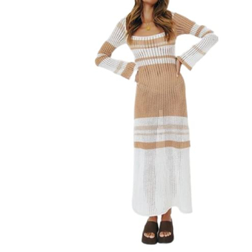 NUFIWI Women Long Sleeve Midi Dress for Summer Fashion