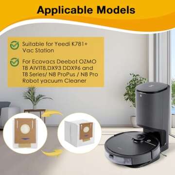 12 Pack Vacuum Dust Bags for Yeedi K781+ Vac Station, Disposable Dust Bag Fit for ECOVACS Deebot OZM...