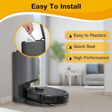 12 Pack Vacuum Dust Bags for Yeedi K781+ Vac Station, Disposable Dust Bag Fit for ECOVACS Deebot OZMO T8 AIVI T8 Max N8 Pro Plus N8 Pro T9 AIVI T9 PRO T9 MAX DX93 DDX96 N10 Plus Robot Vacuum Cleaner