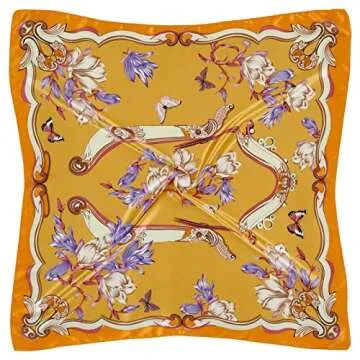 QBSM 4 Pcs 35'' Satin Head Scarf Silk Feeling Neck Scarves Hair Wrap for Sleeping Large Square Headscarf for Women