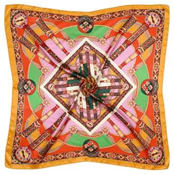 QBSM 4 Pcs 35'' Satin Head Scarf Silk Feeling Neck Scarves Hair Wrap for Sleeping Large Square Headscarf for Women