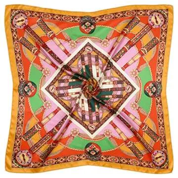 QBSM 4 Pcs 35'' Satin Head Scarf Silk Feeling Neck Scarves Hair Wrap for Sleeping Large Square Headscarf for Women