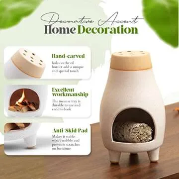 Palo Santo Sage Incense Holder I Meditation Gift Ceramic Décor Bowl Witchcraft Supplies Smudge Bowl I Elegant Burner for Spiritual Cleansing and Meditation Sessions