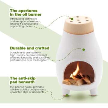 Palo Santo Sage Incense Holder I Meditation Gift Ceramic Décor Bowl Witchcraft Supplies Smudge Bowl I Elegant Burner for Spiritual Cleansing and Meditation Sessions