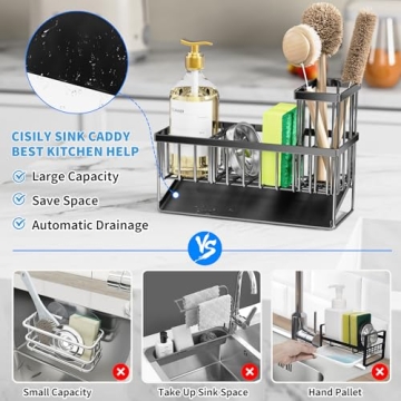 Cisily Kitchen Sink Caddy - Organizer & Sponge Holder