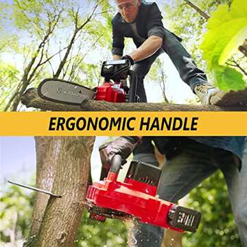 PowerSmart 12 Inch Electric Chainsaw, Battery Powered Cordless Chain Saw With Chain and Bar, Brushless Chainsaw with 20V 4Ah Battery And Fast Charger Included For Wood Cutting