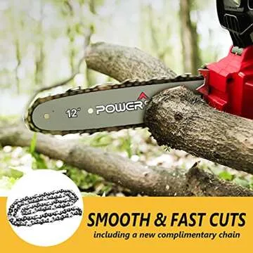 PowerSmart 12 Inch Electric Chainsaw, Battery Powered Cordless Chain Saw With Chain and Bar, Brushless Chainsaw with 20V 4Ah Battery And Fast Charger Included For Wood Cutting