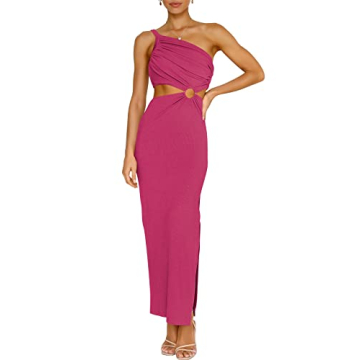 ANRABESS Women Summer One Shoulder Sleeveless Maxi Dress Cutout Sexy Bodycon Semi Formal Dinner Date...