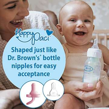 Dr. Brown's HappyPaci 100% Silicone, Newborn Baby Pacifiers 0-6 Months, BPA Free, White, Pink, Light...