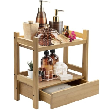 Sorbus Bamboo Countertop Organizer with Hidden Drawer