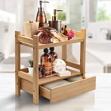 Sorbus Bamboo Countertop Organizer with Hidden Drawer