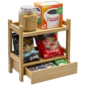 Sorbus Bamboo Countertop Organizer with Hidden Drawer