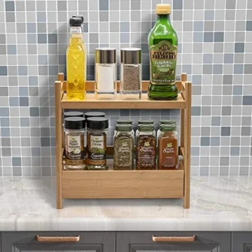 Sorbus Bamboo Countertop Organizer with Hidden Drawer