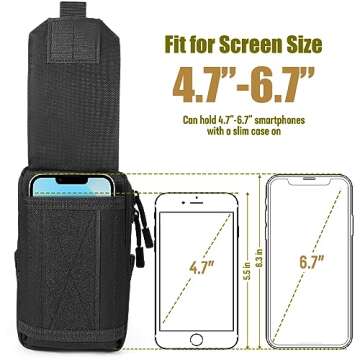 SOWHUP Tactical Molle Pouch Cell Phone Pouch Holster Small Utility EDC Pouch Gadget Organizer Bag with Tactical Key Ring Holder and U.S.A Flag Patch (Black1)