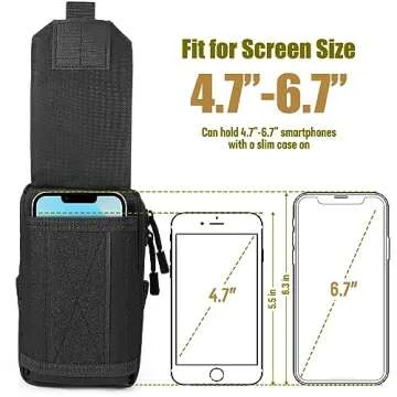 SOWHUP Tactical Molle Pouch Cell Phone Pouch Holster Small Utility EDC Pouch Gadget Organizer Bag with Tactical Key Ring Holder and U.S.A Flag Patch (Black1)