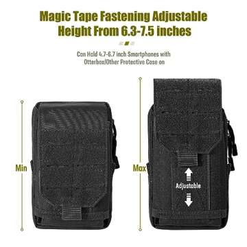 SOWHUP Tactical Molle Pouch Cell Phone Pouch Holster Small Utility EDC Pouch Gadget Organizer Bag with Tactical Key Ring Holder and U.S.A Flag Patch (Black1)