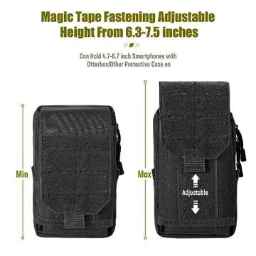 SOWHUP Tactical Molle Pouch Cell Phone Pouch Holster Small Utility EDC Pouch Gadget Organizer Bag with Tactical Key Ring Holder and U.S.A Flag Patch (Black1)