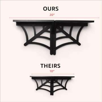 BELL BOOK AND CANDLE 2 PC Spider Web Floating Shelves - Hang Separately or Together - Spooky Gothic ...
