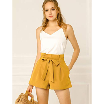 Allegra K Women's Bow Tie High Waist Summer Shorts