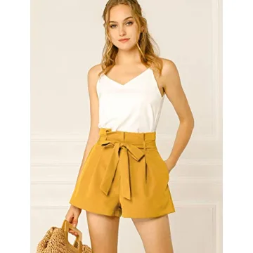 Allegra K Women's Bow Tie High Waist Summer Shorts