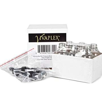 Vivaplex 6 Clear Glass Mist Spray Bottles for Travel and Essential Oils