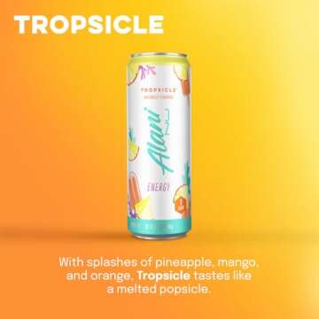 Alani Nu TROPSICLE Sugar Free, Low Calorie Energy Drinks | 200mg Caffeine | Pre Workout Performance with Antioxidants | Biotin B Vitamins | Zero Sugar | 10 Calories | 12 Fl Oz Cans (12 Pack)