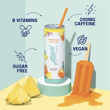 Alani Nu TROPSICLE Sugar Free, Low Calorie Energy Drinks | 200mg Caffeine | Pre Workout Performance with Antioxidants | Biotin B Vitamins | Zero Sugar | 10 Calories | 12 Fl Oz Cans (12 Pack)