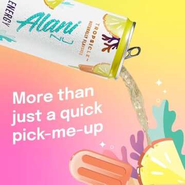 Alani Nu TROPSICLE Sugar Free, Low Calorie Energy Drinks | 200mg Caffeine | Pre Workout Performance with Antioxidants | Biotin B Vitamins | Zero Sugar | 10 Calories | 12 Fl Oz Cans (12 Pack)