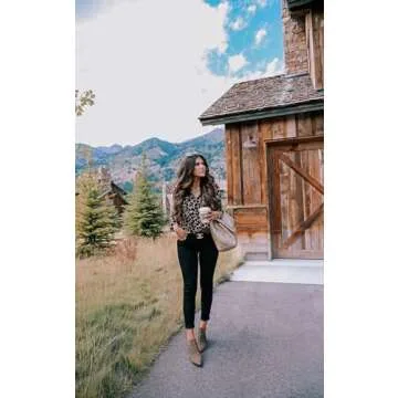 ECOWISH Womens Blouses Button Down Long Sleeve Shirt Casual Printed V Neck Tops 229Khaki M