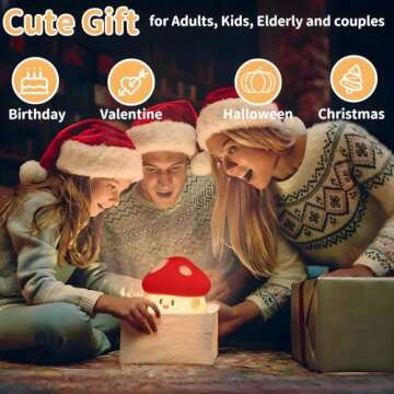 Daixinde Mushroom Silicone Lamp, Cute Hug Mushroom Night Light with Timer, Squishy Dimmable Light fo...
