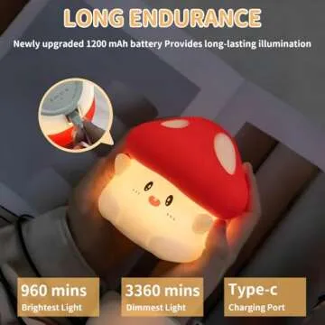 Daixinde Mushroom Silicone Lamp, Cute Hug Mushroom Night Light with Timer, Squishy Dimmable Light for Baby Nursery, Rechargeable LED Portable Touch Nightlight, Kawaii Room Desk Decor, Christmas Gifts