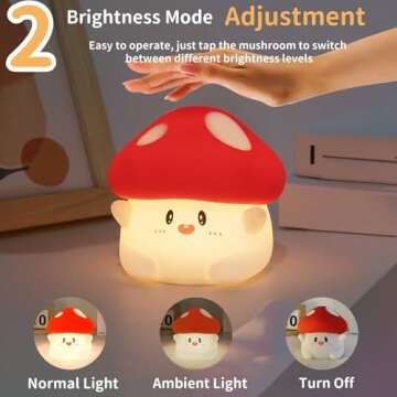 Daixinde Mushroom Silicone Lamp, Cute Hug Mushroom Night Light with Timer, Squishy Dimmable Light for Baby Nursery, Rechargeable LED Portable Touch Nightlight, Kawaii Room Desk Decor, Christmas Gifts