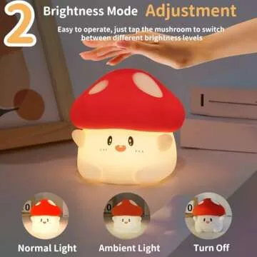 Daixinde Mushroom Silicone Lamp, Cute Hug Mushroom Night Light with Timer, Squishy Dimmable Light for Baby Nursery, Rechargeable LED Portable Touch Nightlight, Kawaii Room Desk Decor, Christmas Gifts